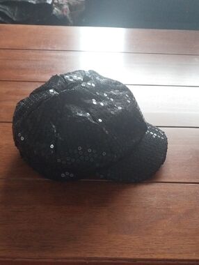 Black Sequin Newsboy Cap